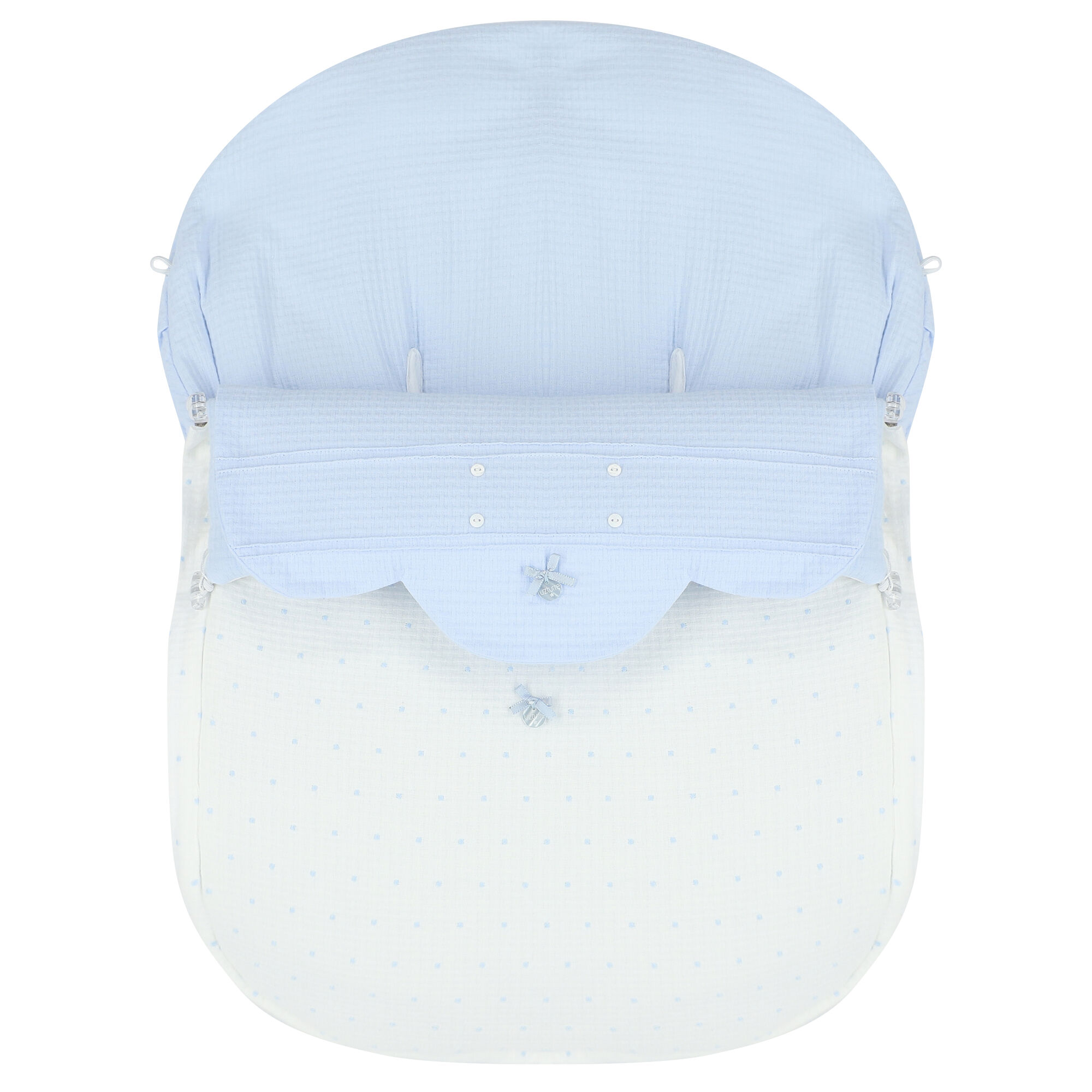 Uzturre Boys Blue White Polka Dot Baby Pram Nest Junior Couture Bahrain